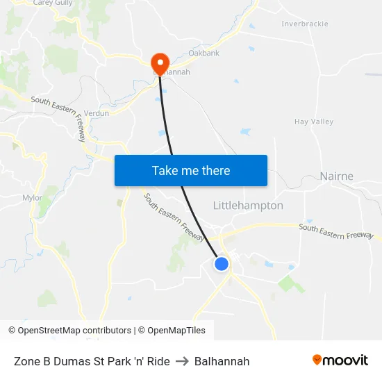 Zone B Dumas St Park 'n' Ride to Balhannah map