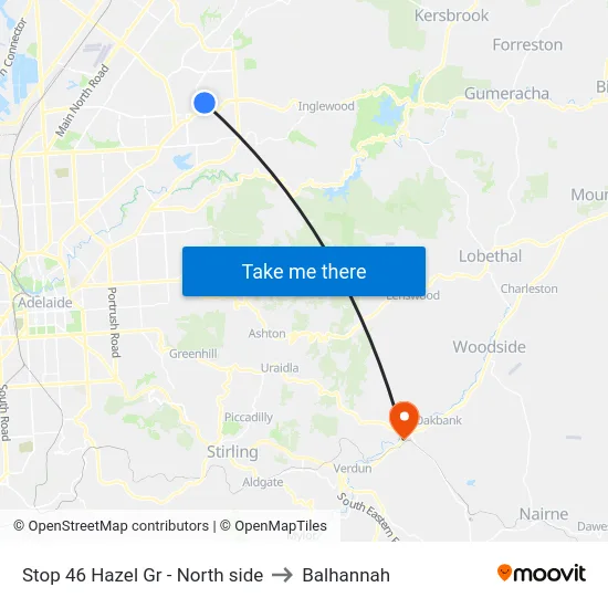 Stop 46 Hazel Gr - North side to Balhannah map
