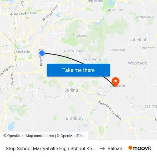 Stop School Marryatville High School Kensington Rd to Balhannah map