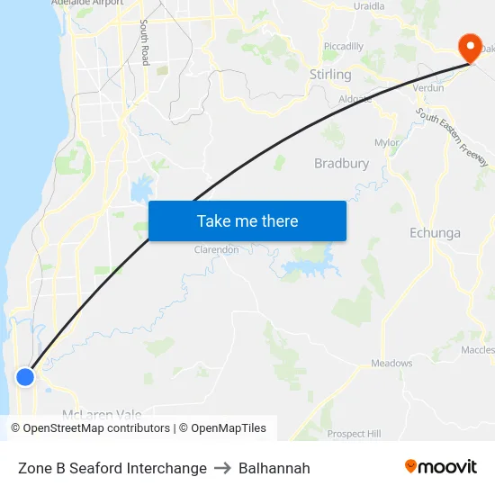 Zone B Seaford Interchange to Balhannah map