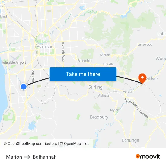 Marion to Balhannah map