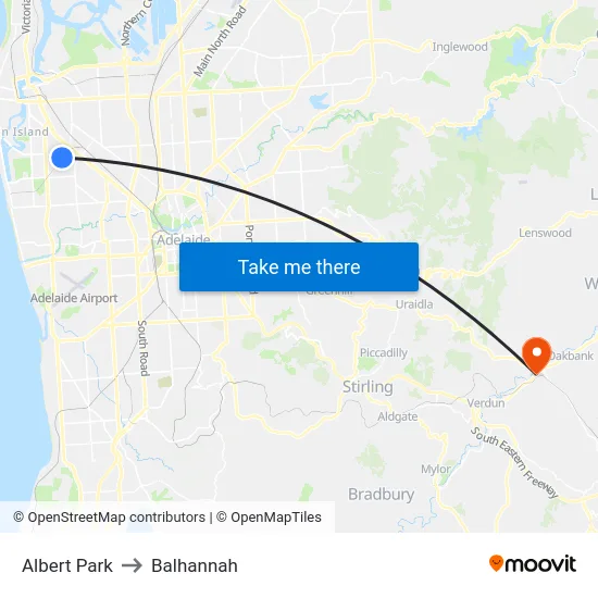 Albert Park to Balhannah map