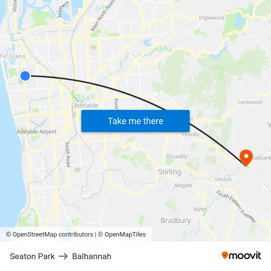 Seaton Park to Balhannah map
