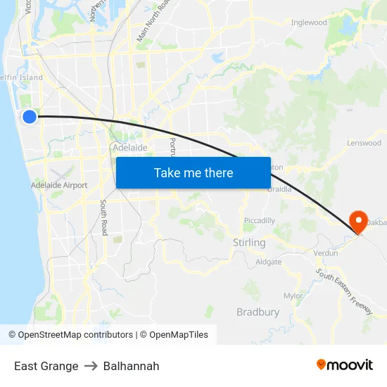 East Grange to Balhannah map