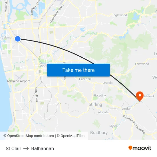 St Clair to Balhannah map