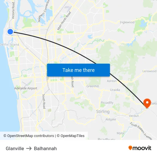 Glanville to Balhannah map