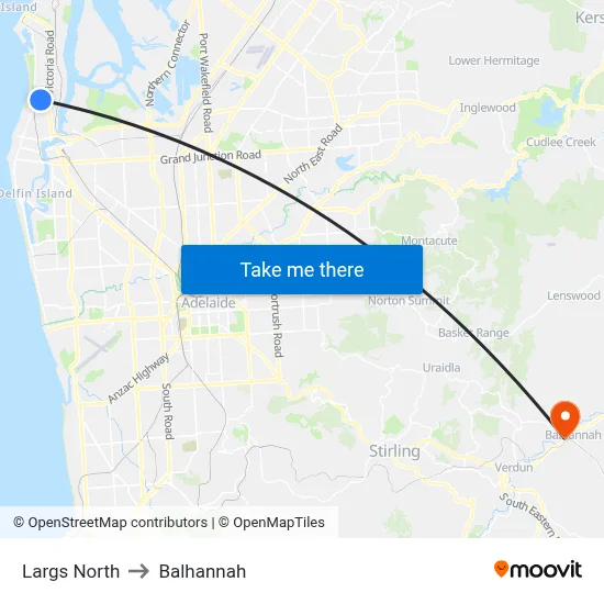 Largs North to Balhannah map