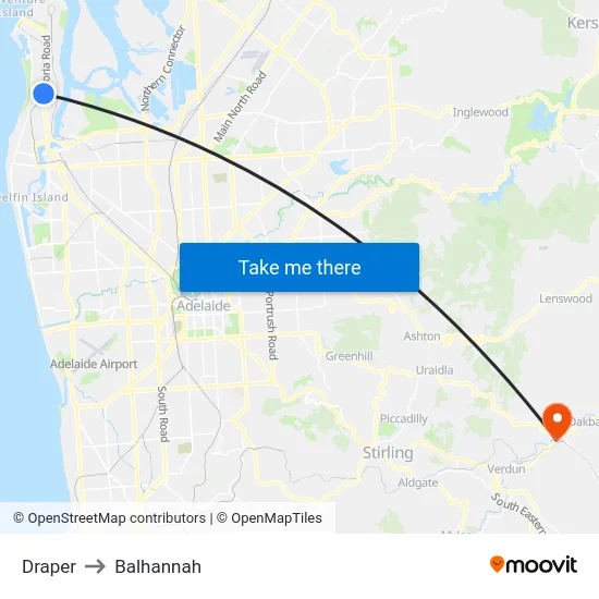Draper to Balhannah map