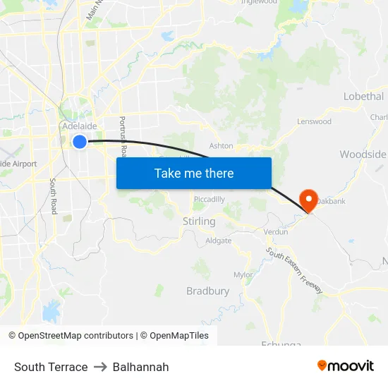 South Terrace to Balhannah map