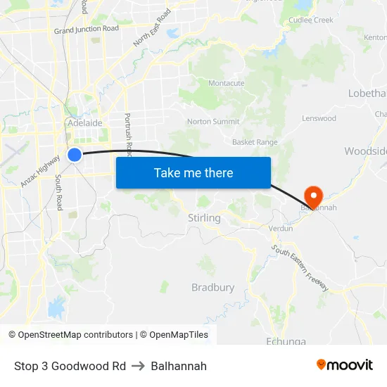 Stop 3 Goodwood Rd to Balhannah map