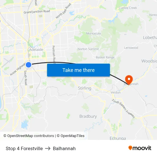Stop 4 Forestville to Balhannah map