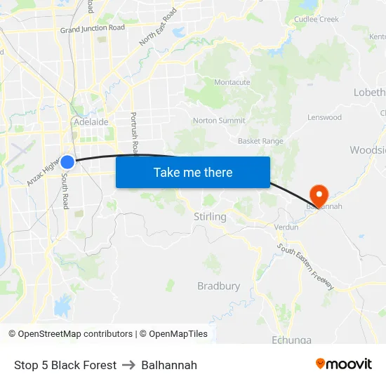 Stop 5 Black Forest to Balhannah map