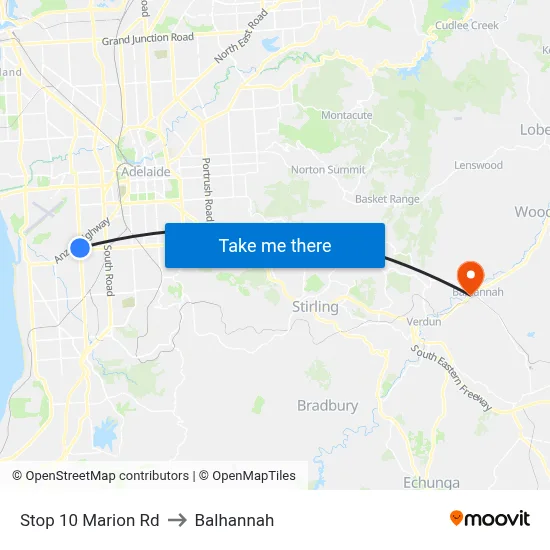 Stop 10 Marion Rd to Balhannah map