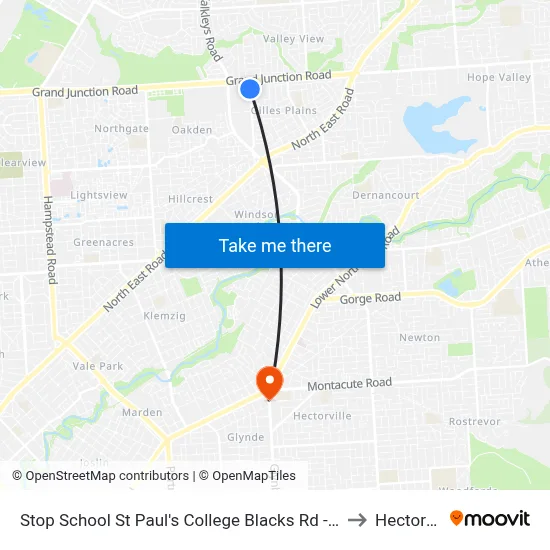 Stop School St Paul's College Blacks Rd - West side to Hectorville map