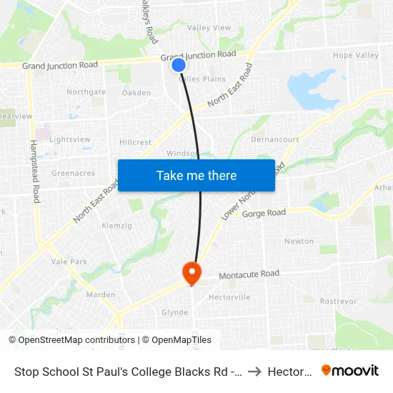 Stop School St Paul's College Blacks Rd - East side to Hectorville map