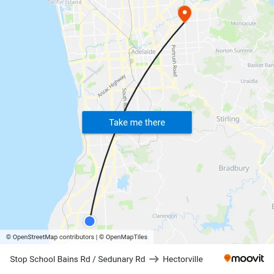 Stop School Bains Rd / Sedunary Rd to Hectorville map