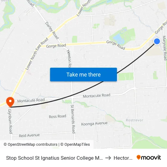 Stop School St Ignatius Senior College Manresa Ct to Hectorville map