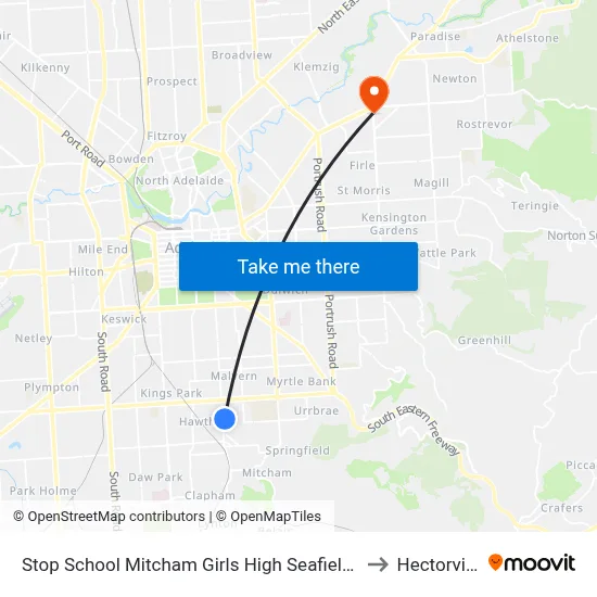 Stop School Mitcham Girls High Seafield Av to Hectorville map