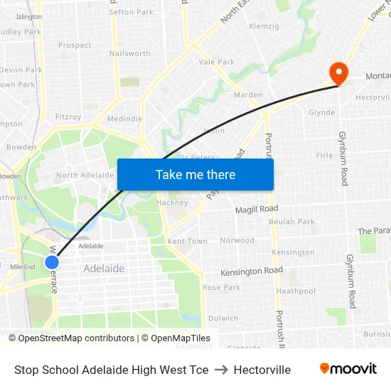 Stop School Adelaide High West Tce to Hectorville map