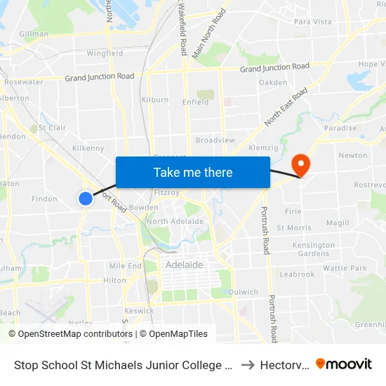Stop School St Michaels Junior College East Av to Hectorville map