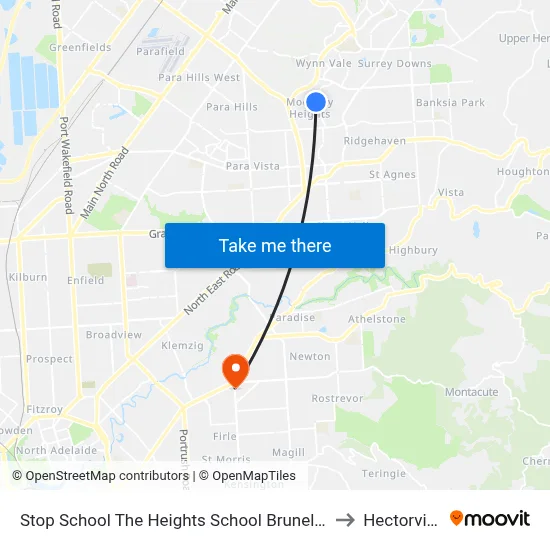 Stop School The Heights School Brunel Dr to Hectorville map