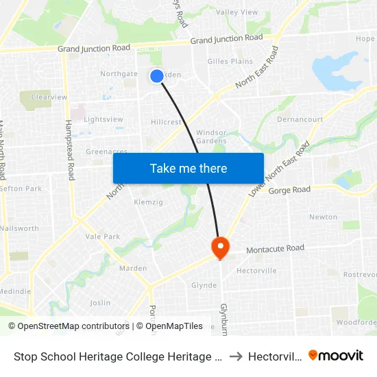 Stop School Heritage College Heritage Ct to Hectorville map