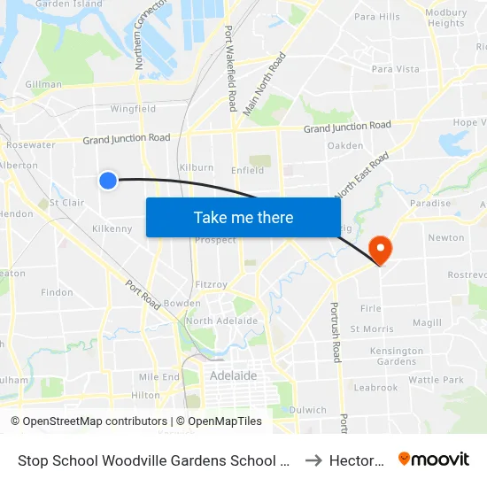 Stop School Woodville Gardens School Ridley Gr to Hectorville map