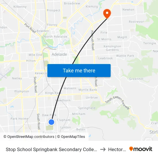 Stop School Springbank Secondary College Daws Rd to Hectorville map