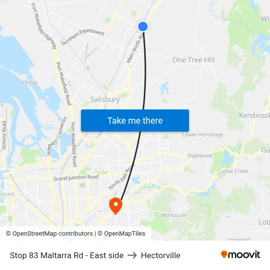 Stop 83 Maltarra Rd - East side to Hectorville map