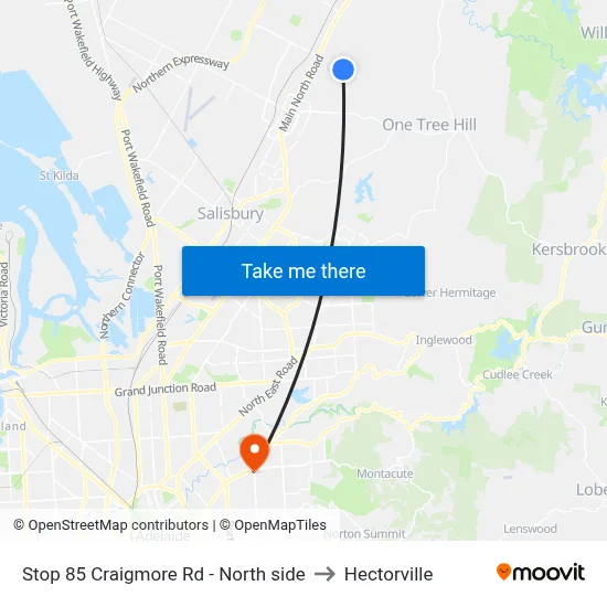 Stop 85 Craigmore Rd - North side to Hectorville map