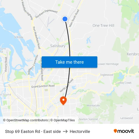 Stop 69 Easton Rd - East side to Hectorville map