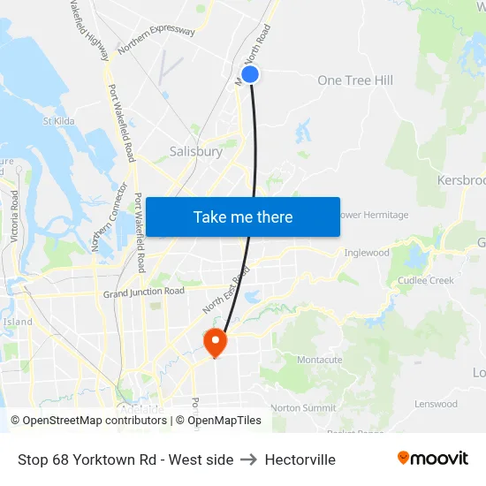 Stop 68 Yorktown Rd - West side to Hectorville map