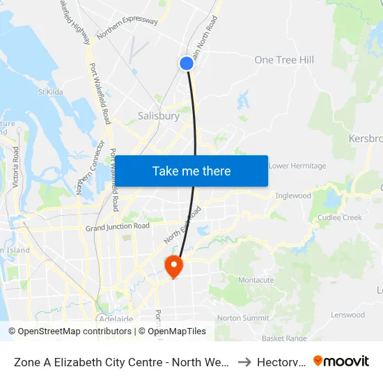 Zone A Elizabeth City Centre - North West side to Hectorville map