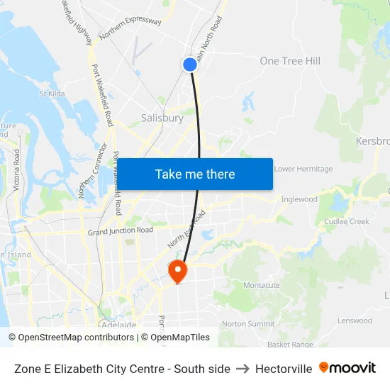 Zone E Elizabeth City Centre - South side to Hectorville map