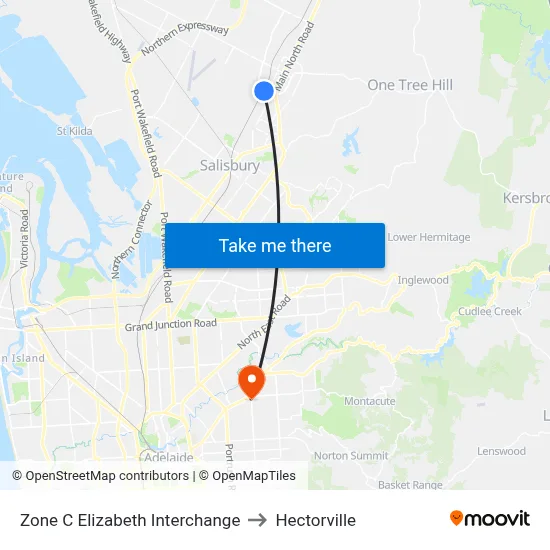 Zone C Elizabeth Interchange to Hectorville map