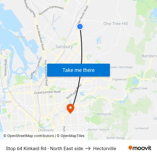 Stop 64 Kinkaid Rd - North East side to Hectorville map
