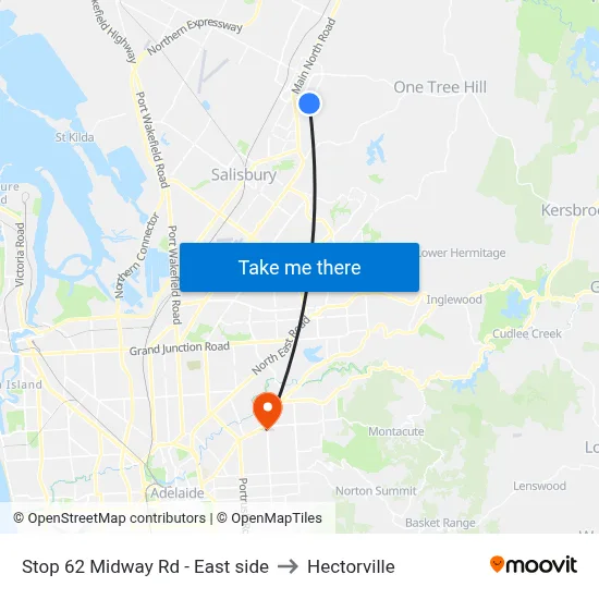 Stop 62 Midway Rd - East side to Hectorville map
