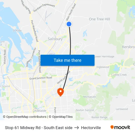 Stop 61 Midway Rd - South East side to Hectorville map