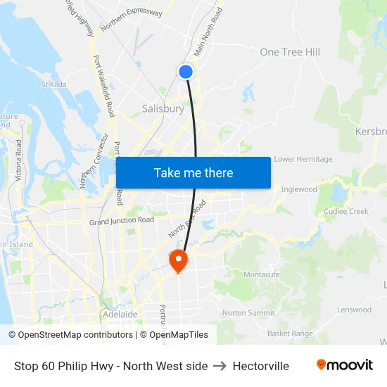 Stop 60 Philip Hwy - North West side to Hectorville map