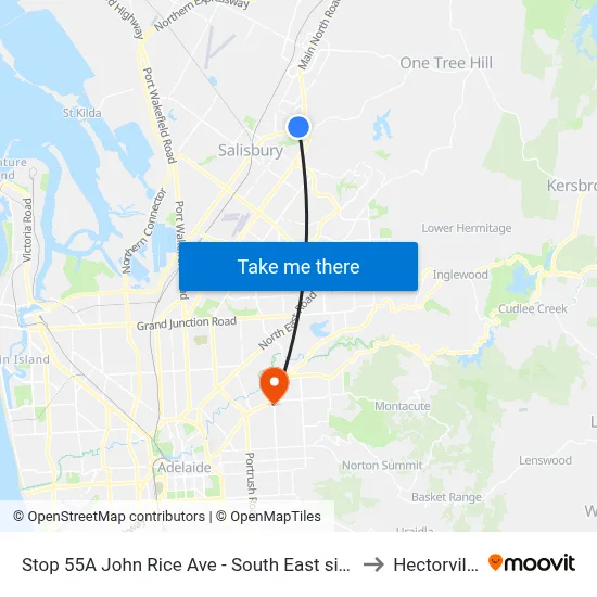 Stop 55A John Rice Ave - South East side to Hectorville map