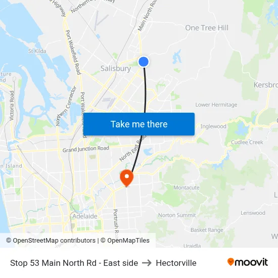 Stop 53 Main North Rd - East side to Hectorville map