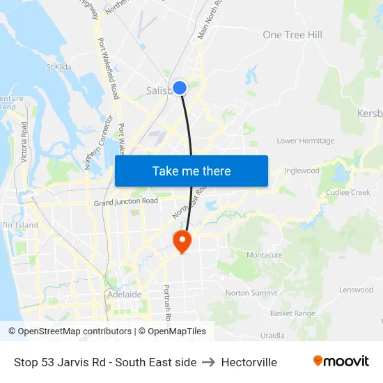 Stop 53 Jarvis Rd - South East side to Hectorville map
