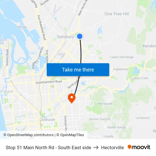 Stop 51 Main North Rd - South East side to Hectorville map