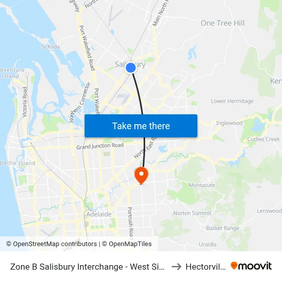 Zone B Salisbury Interchange - West Side to Hectorville map