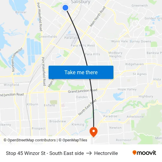 Stop 45 Winzor St - South East side to Hectorville map