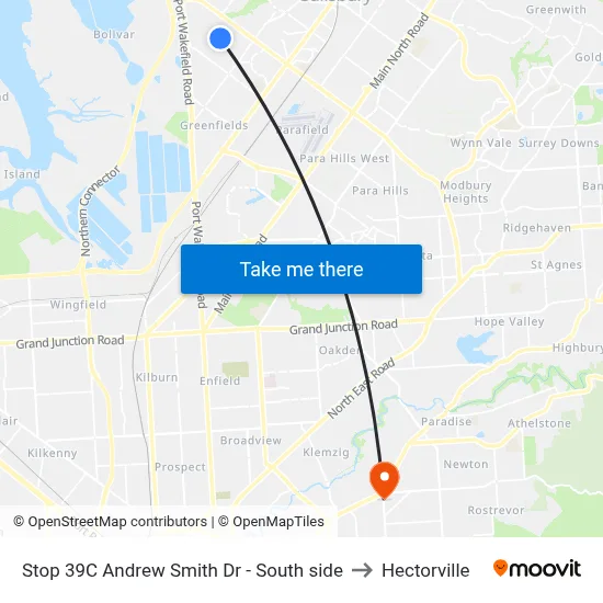 Stop 39C Andrew Smith Dr - South side to Hectorville map