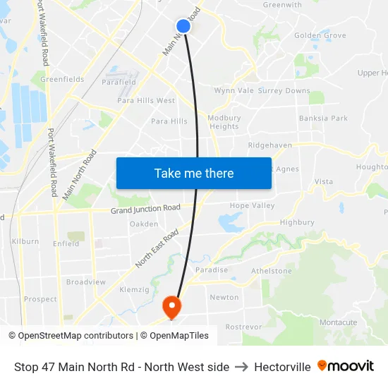 Stop 47 Main North Rd - North West side to Hectorville map