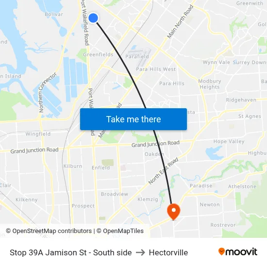 Stop 39A Jamison St - South side to Hectorville map