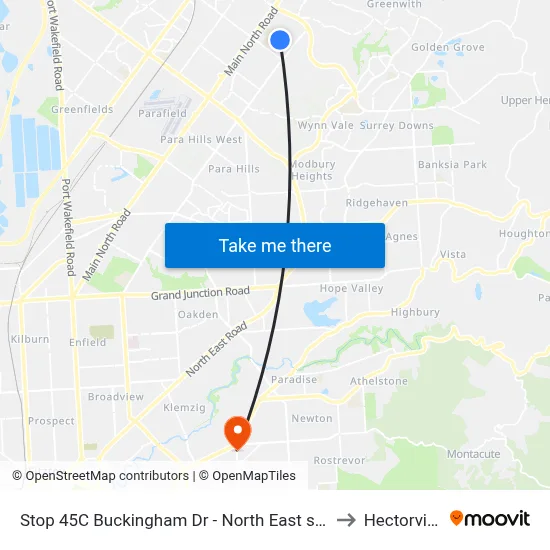 Stop 45C Buckingham Dr - North East side to Hectorville map