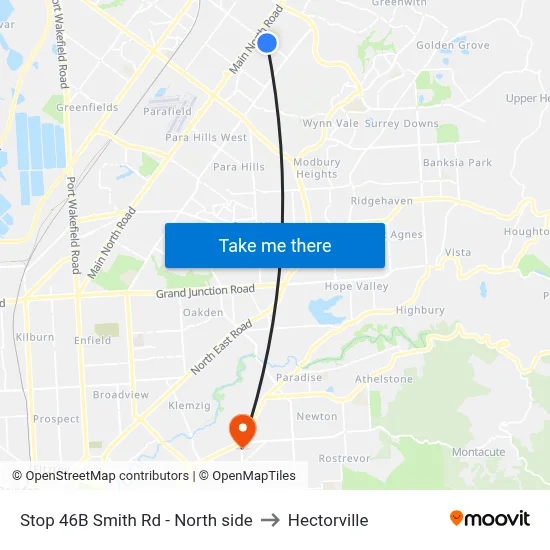 Stop 46B Smith Rd - North side to Hectorville map